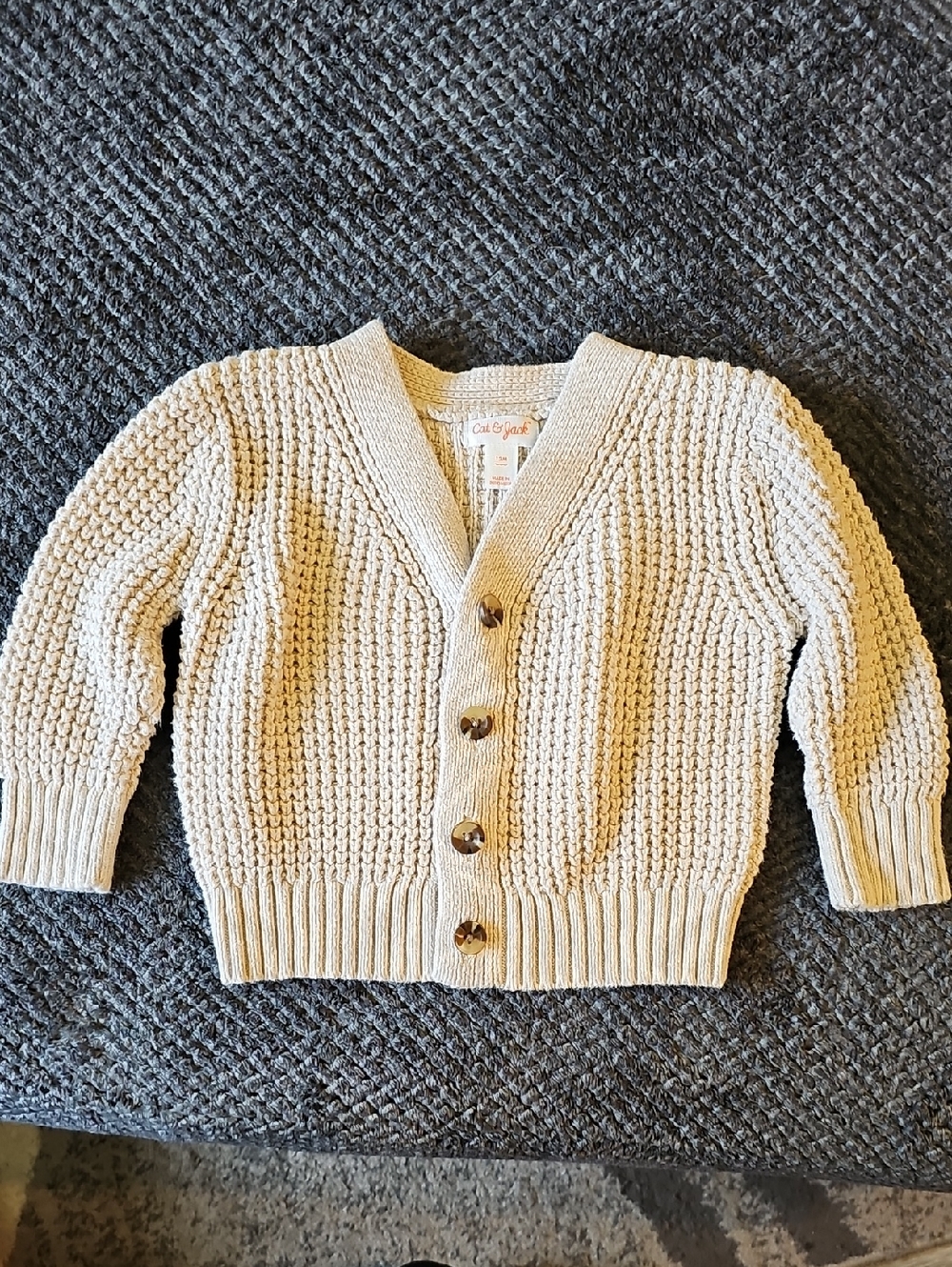 Cat & Jack Beige Ribbed Knit Cardigan
